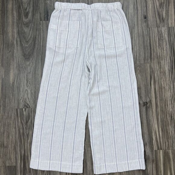 Marine Layer Aly Pants Wide Leg Linen Blend Size Small White Blue Striped - Picture 5 of 8